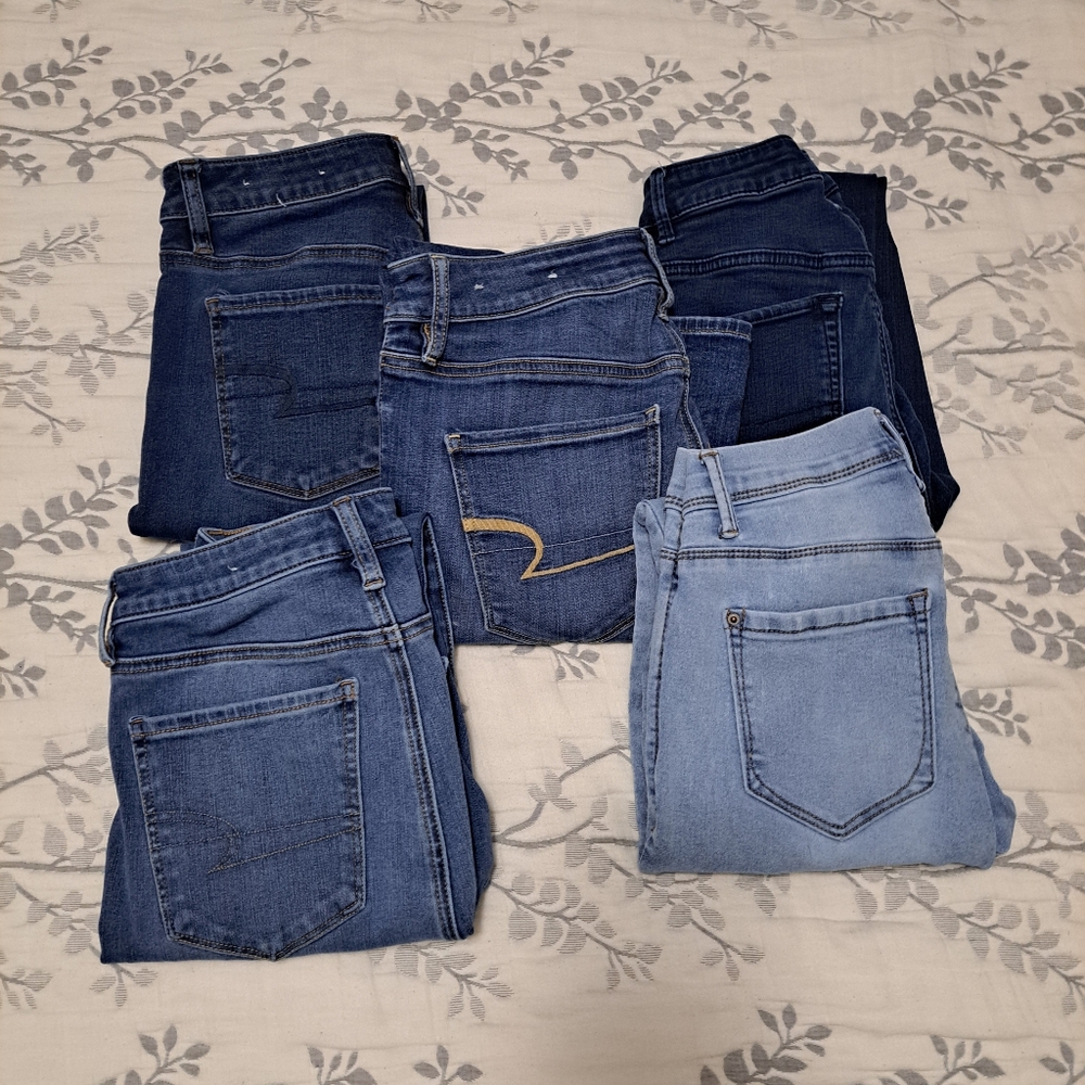 Set Of Five American Eagle Super Hi Rise Jeans